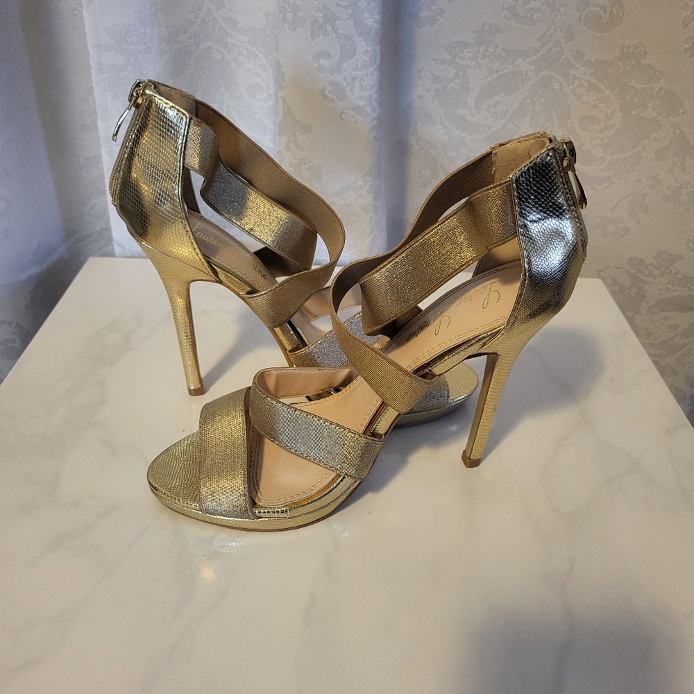 Lauren Lorraine Stiletto Evening Women High Heels Shoes, Size 8, Gold, Party - Picture 11 of 15